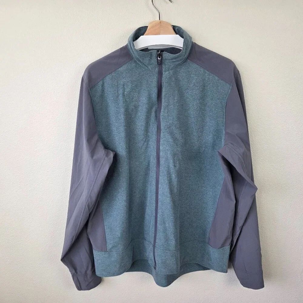 Zero Restriction Full Zip Golf Jacket Mens Size L Gray Green Stretch Technical
